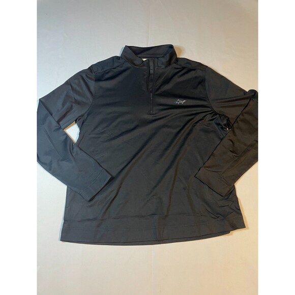 Greg Norman Pullover Shirt Mens Medium Black Quarter Zip Mock Neck Long Sleeve - Picture 1 of 5